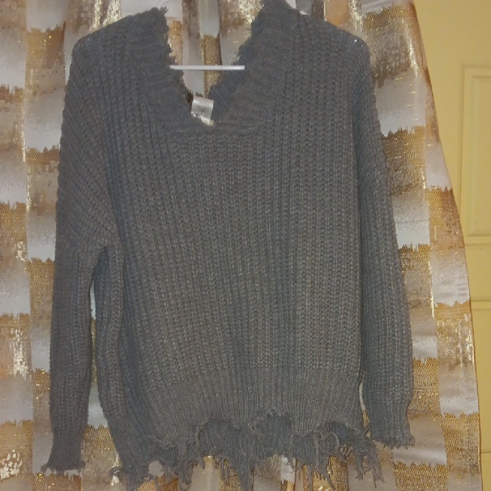Main Strip Charcoal V-Neck Sweater